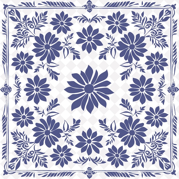 PSD a blue and white floral pattern with a blue flower design