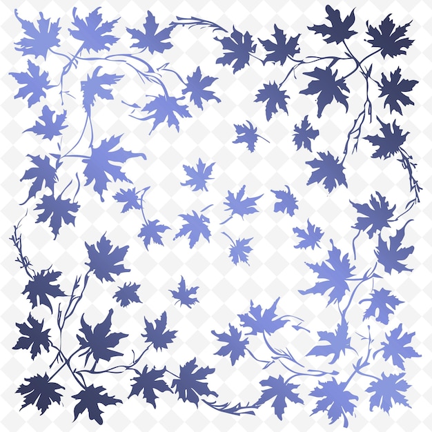 PSD a blue and white floral pattern with leaves on it