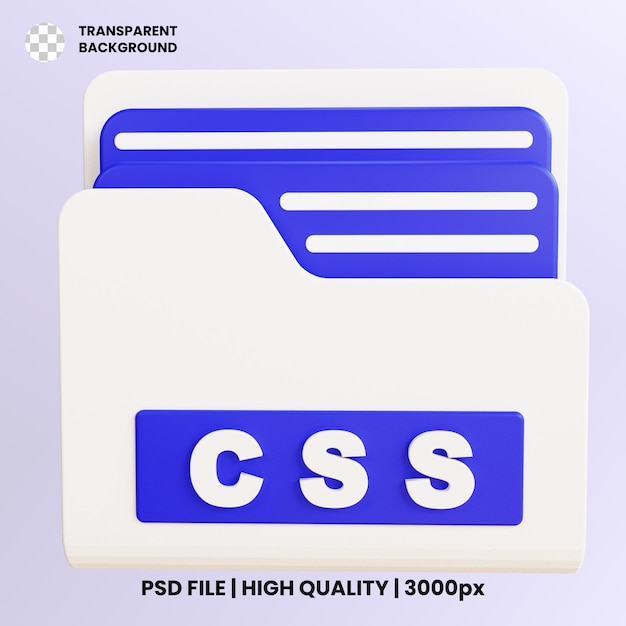 PSD a blue and white folder with the title css on it