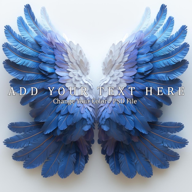 PSD blue and white gradient patterned wings