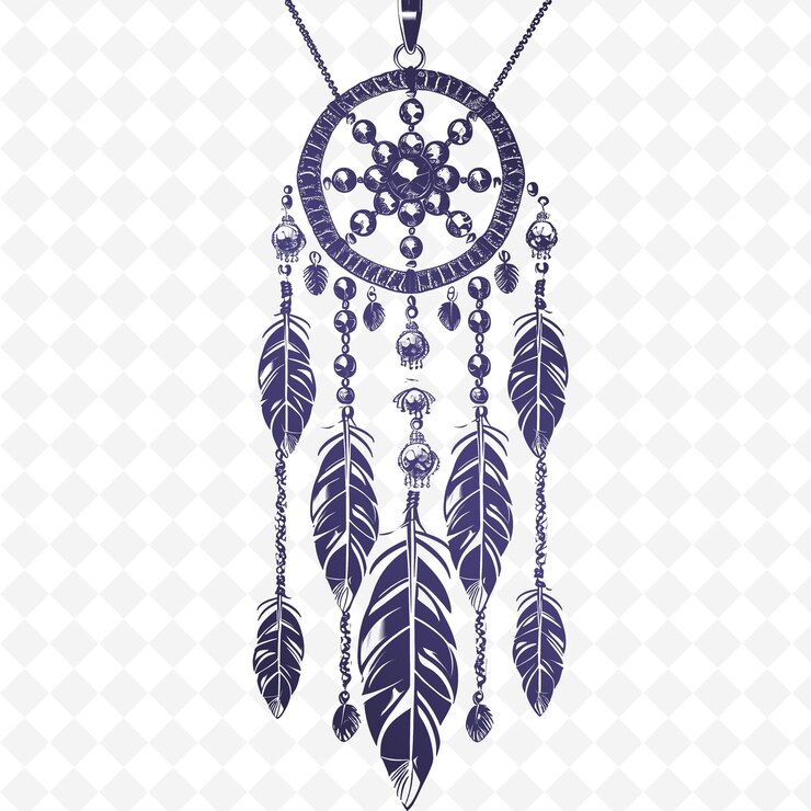 PSD a blue and white illustration of a dream catcher