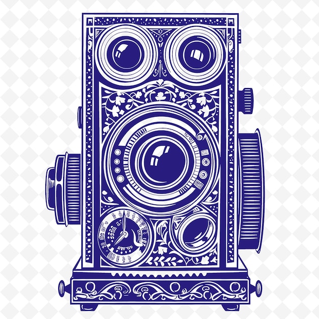 PSD a blue and white image of a camera with a picture of a camera on it