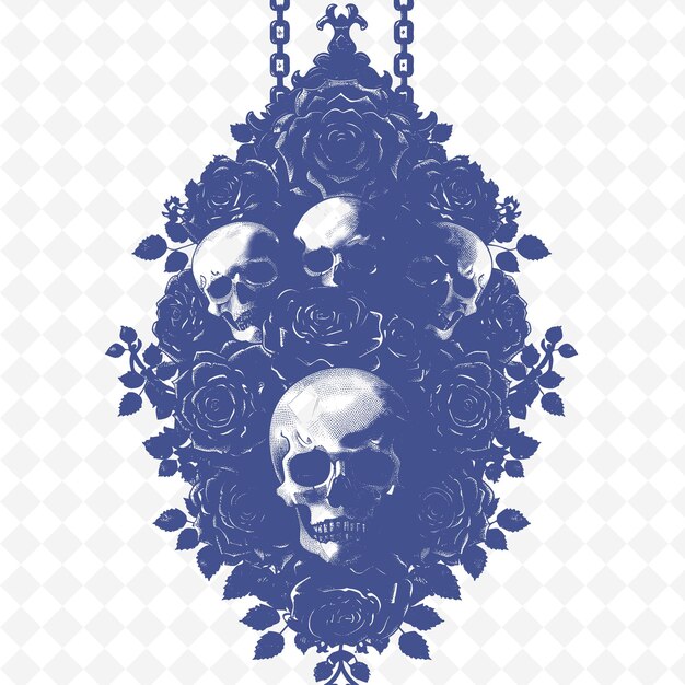 PSD a blue and white image of skull and bones