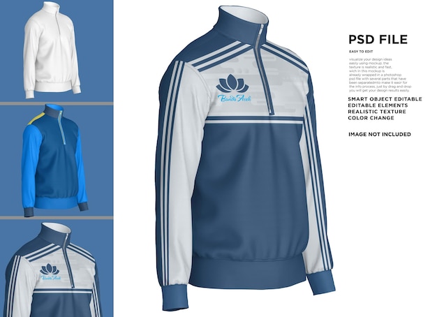 PSD a blue and white jacket with the word adidas on it