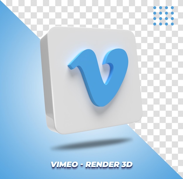 PSD a blue and white logo for vimeo - 3d 3d