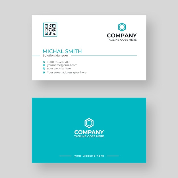 Blue and white minimal business card template