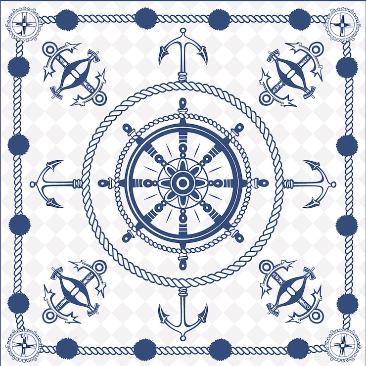 PSD a blue and white nautical design with a blue and white sailboat and anchor