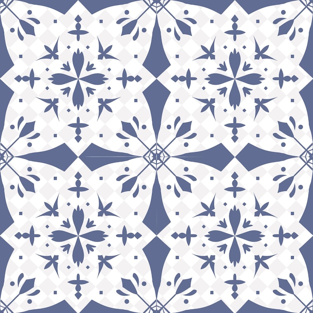 PSD a blue and white pattern with a design of flowers