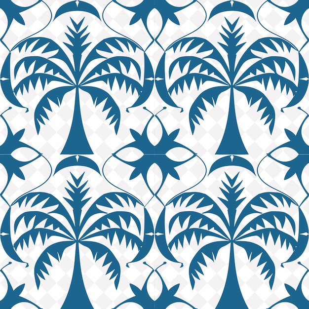 PSD a blue and white pattern with leaves and flowers