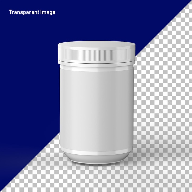 PSD a blue and white photo of a jar with a white lid.