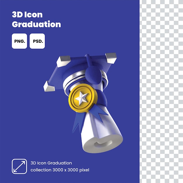 A blue and white poster for 3d icon graduation