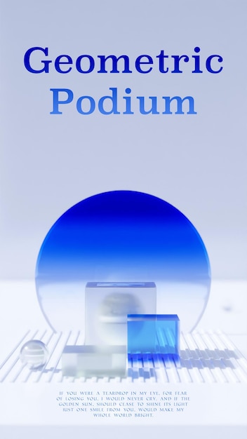 A blue and white product cover for the podium