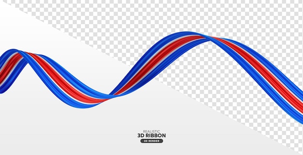 Blue white and red 3d ribbon