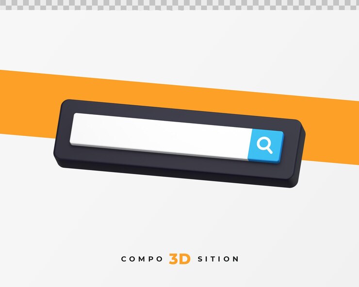 PSD сине-белая панель поиска 3d-рендеринга
