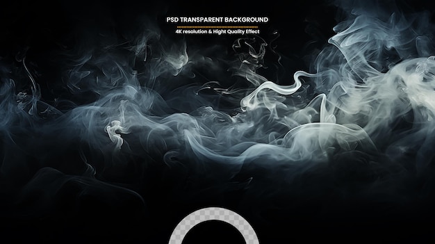 PSD blue and white smoke on black background