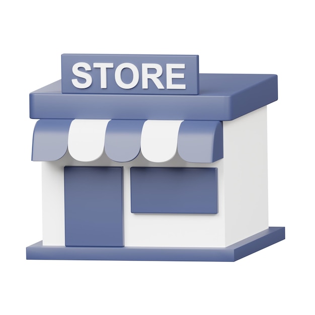 店が書いてある看板を掲げた青と白の店のフロント