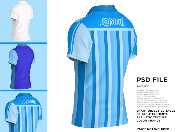 PSD a blue and white striped jersey that says psd fd.