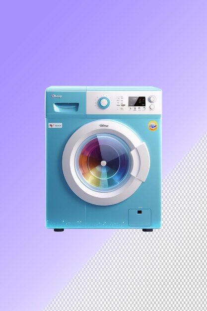 PSD a blue and white washing machine with a colorful screen