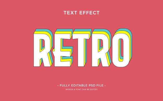 PSD blue, white and yellow retro text style