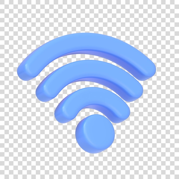 Синий значок сигнала WiFi, представляющий беспроводную связь с Интернетом, изолированный на белом фоне