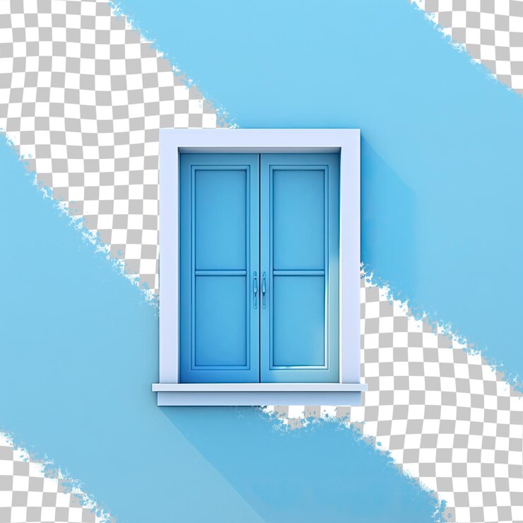 PSD blue window closed on transparent background