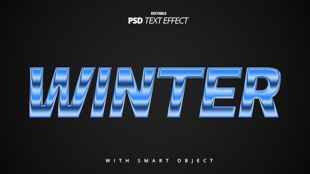 Blue winter shiny gradient text effect design