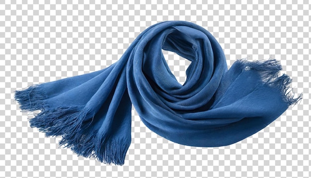 PSD blue wool scarf isolated on transparent background