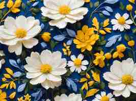 PSD 파란색, 노란색, 색 야생 꽃 패턴 aigenerated.