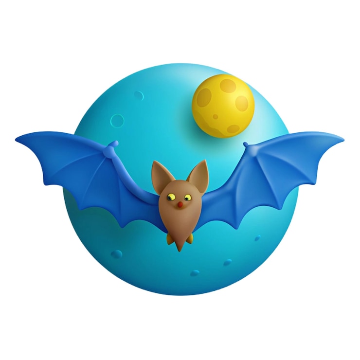PSD a blue and yellow bat with the moon and the moon on the bottom