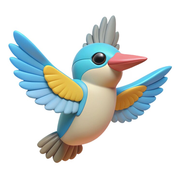 PSD a blue and yellow bird with a yellow beak and blue wings
