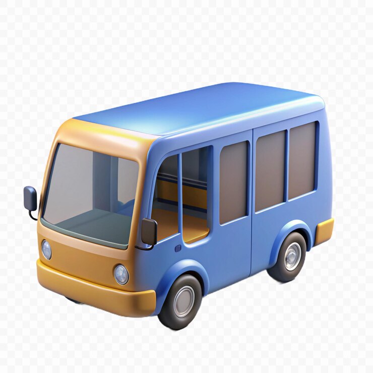 PSD a blue and yellow bus with a yellow top
