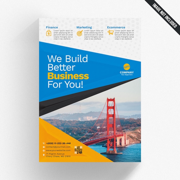 PSD blue and yellow business brochure mockup