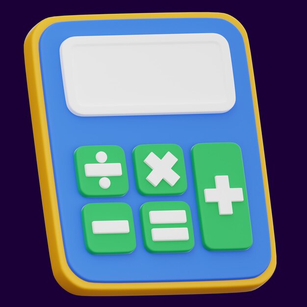 PSD blue and yellow calculator 3d icon