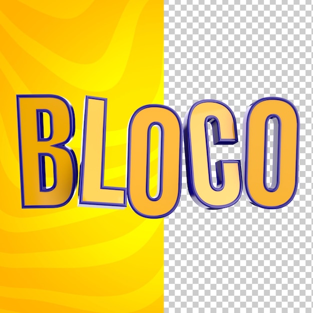 Blue and yellow carnival block 3d text in psd