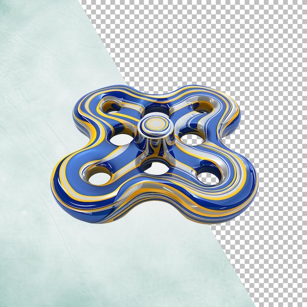 PSD blue yellow fidget spinner isolated on transparent background png