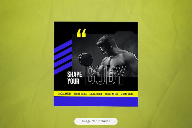 PSD blue yellow geometric gym instagram post 07