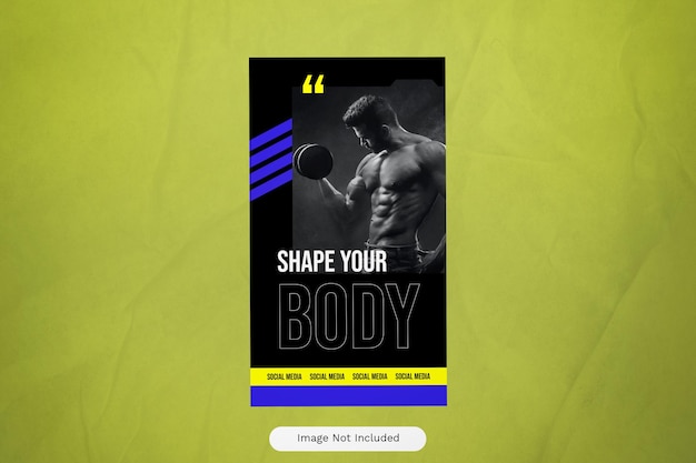 PSD blue yellow geometric gym instagram story 07