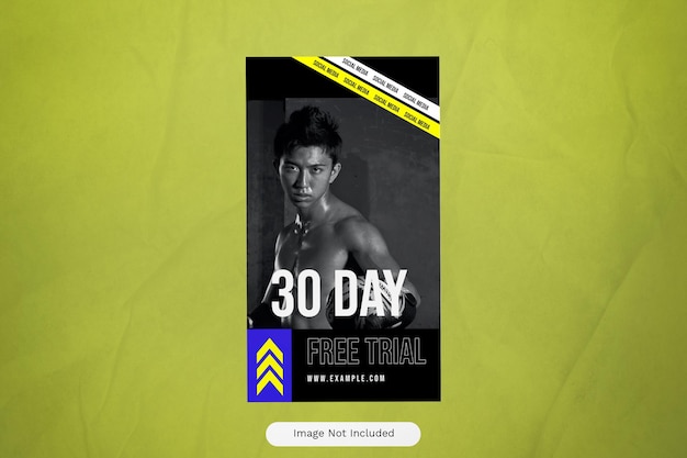 PSD blue yellow geometric gym instagram story 13