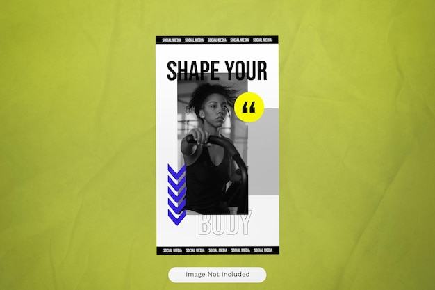 PSD blue yellow geometric gym instagram story 14