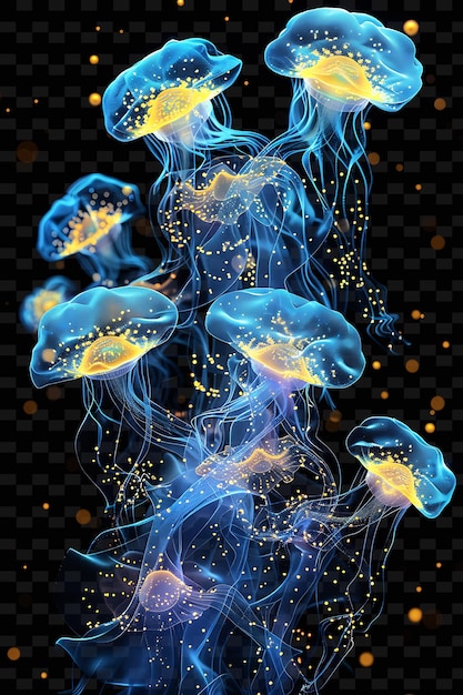 PSD una medusa blu e gialla con le parole 