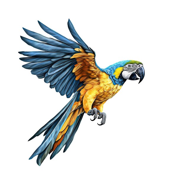 PSD blue and yellow macaw isolated on the transparent background created with generative ai