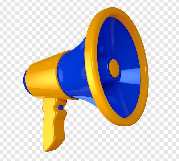 PSD blue and yellow megaphone for composition
