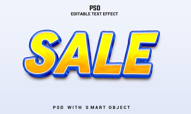 A blue and yellow sale text effect