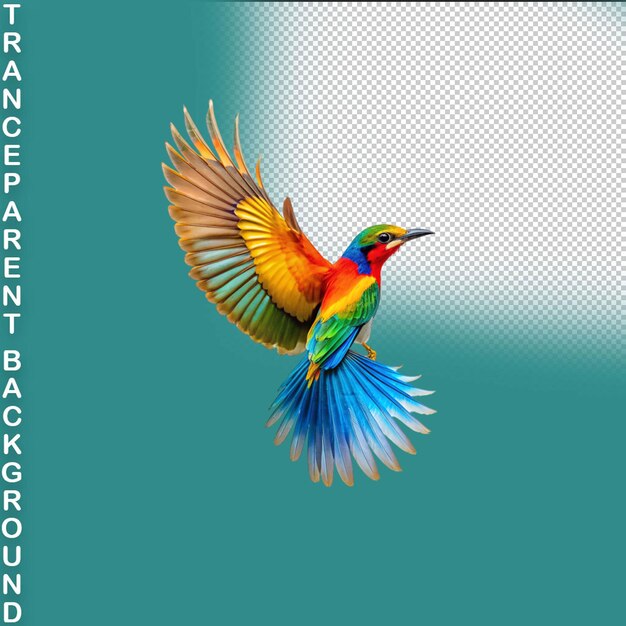 PSD macaw blu e giallo ara ararauna che vola isolato su uno sfondo trasparente