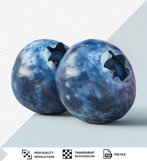 PSD blueberries and a blue bird on a isolated background with a dark shadow in the foreground png psd