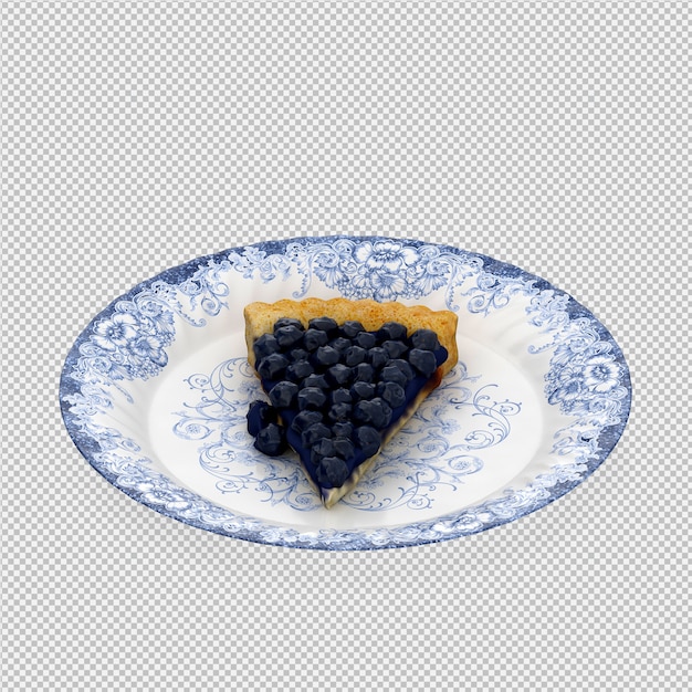 PSD blueberry cake 3d isolated render