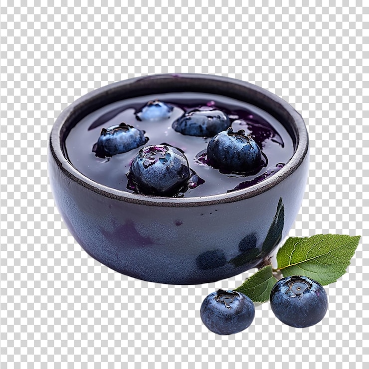 PSD blueberry pudding isolated on transparent background