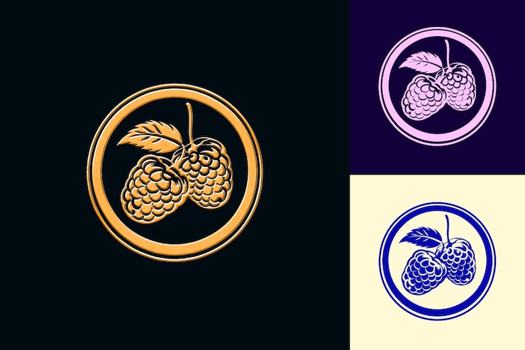 PSD blueberry raspberry smoothie logo with blueberry and raspber png tropical inspired drink designs