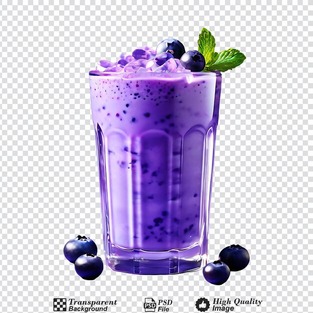 PSD 블루베리 스무시 (blueberry smoothie) - 유리잔에 담긴 보라색 밀크 이크