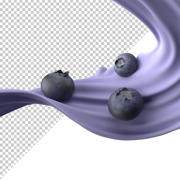 PSD blueberry yogurt splashes isolated on background